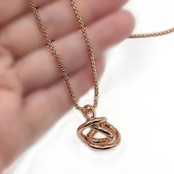 Kendra Scott Rose Gold Presleigh Love Knot Pendant Necklace - Picture 6 of 7